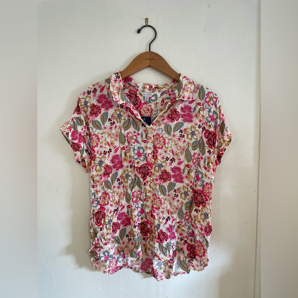 Lucky Brand Pink Floral Button Down Shirt